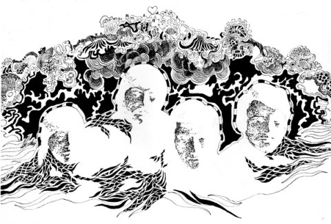 Mark Kincaid, John Herron, Bob Brandenburg, Dick Whetstone - John Herron drawing of  the Climax Band